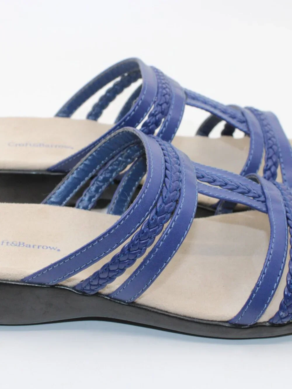 Croft &Barrow NWT Women Sandals Navy 8M Slip on Cushion Casual Open Toe Wedge